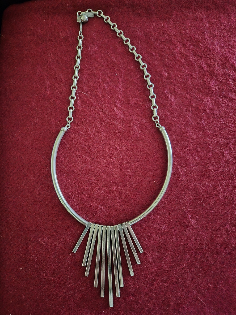 Vintage Silver Fringe Collar Necklace - Silver